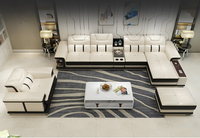 2023 Günstiges Wohnzimmer-Möbel Sofas Ecksofas L-förmige Leder-Sofa-Garnitur mit Anpassbarem Material und Funktionstisch