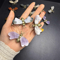 Prix d'usine : Artisanat en cristal de pierre naturelle (cristal mélangé, agate mousse) en forme d'abeille pour la décoration