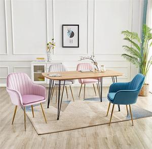 Chaise de salle à manger en tissu velours, nouveau style luxueux et matelassé, avec pieds en métal - Product Image 4