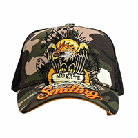 OEM/ODM Novedades Gorras El Barbas Originales con Visera Curva, 5 Paneles, Estilo A-Frame, Efecto Desgastado y Logotipo Bordado