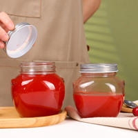 Runde und Quadratische Einmachgläser für Pickles und Marmelade, 450ml Klarglas-Behälter für Konserven, Honig und Soßen mit Schwarzem Schraubdeckel aus Metall