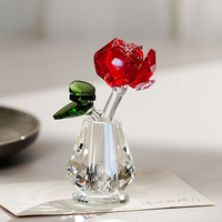 Bouquet de roses en cristal transparent fait à la main, figurine romantique, cadeaux floraux pour femme, maman, anniversaire, mariage