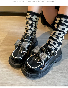 Chaussures plates en cuir pour filles de 4 à 12 ans, chaussures de princesse décontractées à nœud, chaussures de princesse pour enfants en cuir PU, chaussures de princesse pour filles - Product Image 6