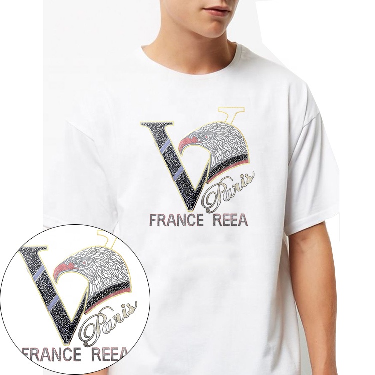 Высококачественная переводная наклейка с логотипом орла на заказ, блестки для футболки