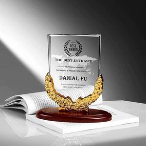 Escudo <span class=keywords><strong>de</strong></span> cristal a precio <span class=keywords><strong>de</strong></span> fábrica con placa <span class=keywords><strong>de</strong></span> cristal con base <span class=keywords><strong>de</strong></span> madera - Product Image 3