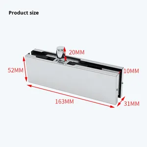 Accessoires de ressort de sol universels épaissis pour porte vitrée sans cadre, supérieur et inférieur, avec clip supérieur en alliage d'aluminium plat et acier inoxydable - Product Image 2