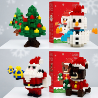 Ensemble de 4 micro-blocs de construction de Noël, arbre, bonhomme de neige, Père Noël, ours, modèle en briques, décoration de Noël DIY, cadeau, 158 pièces