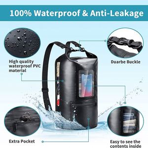 Sac étanche multifonctionnel en PVC 20L pour sports et loisirs, avec compartiment zippé pour téléphone, idéal pour la plongée, la randonnée et l'escalade (vente en gros) - Product Image 3