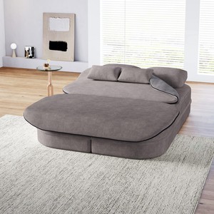 <b>2</b>-in-<b>1</b> Foldable Convertible Sponge <b>Sofa</b> Bed <b>Set</b> Modern Corner Design Chenille Cover Durable Modular Eco-Friendly Apartment Hotel - Product Image 5