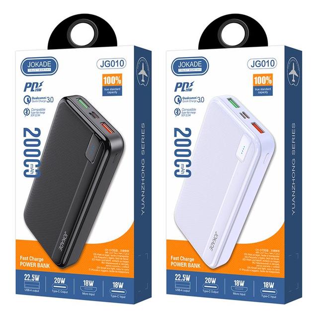 JOKADE New Fast PD 20W+QC 22.5W  20000mah Power Bank 2 USB Output Type c Micro Input Hanging Rope Portable Phone Charging Power