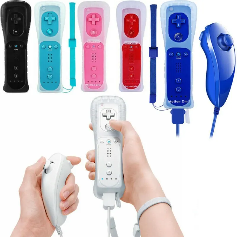 2 in 1 Wireless Multiple colors Remote Nunchuk With Motion Plus Controller Gamepad Joystick Joypad For Nintendo Wii Game Console