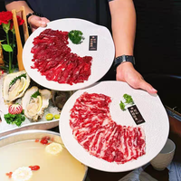 Plato de Melamina Ecológico para Servir Rollos de Cordero y Res, Nuevo Diseño, Plato Plano con Grabado Europeo, para Bodas, Fiestas, Hot Pot, Libre de BPA