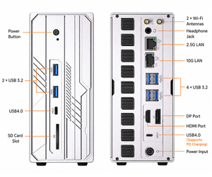 Mini <span class=keywords><strong>PC</strong></span> IA AMD Ryzen AI MAX+ PRO 395 avec 128 Go de mémoire LPDDR5X embarquée, 2 ports M.2 NVMe, <span class=keywords><strong>4K</strong></span>, pour la déduction IA OpenClaw Edge, 126 TOPS - Product Image 3