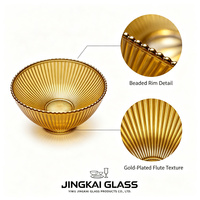 Mangkuk Kaca Amber 112mm 209ml, Mangkuk Dessert Bergaris, Bebas Timbal, Mangkuk Permen Kacang, Logo Custom OEM, Grosir Pabrik