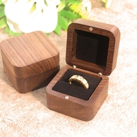 Bagues de couple carrées de 55MM, boîte à bagues de proposition, boîte en bois de noyer noir, bague de mariage en diamant, emballage cadeau de bijoux