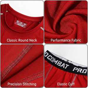 Conjunto Deportivo MERITORIOUS INTERNATIONAL para Hombre, Camiseta de Compresión de Manga Larga Roja y Pantalones, Tejido de Secado Rápido, 65% Bambú Carbono - Product Image 5