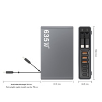 Pengisi Daya Cepat Desktop PD Kabel Ganda GaN 8 Port USB C USB A untuk iPhone Tablet Laptop Ponsel Adaptor Pengisi Daya USB