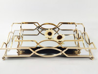 Plateau de rangement en verre au design européen, organisateur multifonctionnel pour bijoux et maquillage, pour salle de bain/salon, réutilisable
