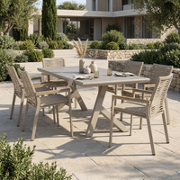 Table de jardin rectangulaire en aluminium avec plateau en PSPC thermolaqué, base en X, pour villa