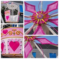 Grande Roue Métallique Thème Cœur Rose de 20m, Idéale pour Centres Commerciaux Intérieurs/Extérieurs et Manèges de Fête Foraine - Vente Flash