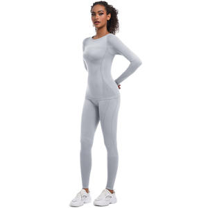 Combinaison de ski deux pièces sans coutures à compression forte et taille haute pour femme, idéale pour la course, l'équitation, les activités de plein air et le patinage - Product Image 3