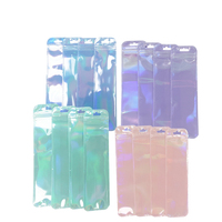 Sac en plastique pour pinceaux de maquillage, emballage d'accessoires rose brillant, sac transparent à fermeture éclair