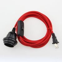 Ensemble de cordon de lampe avec interrupteur, prise polarisée américaine à 2 broches, couleur rouge, noir, blanc, 6,5 pieds, douille E26