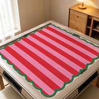 Sac de transport pour tapis de mahjong, rayures rouges et roses, 315x315 pouces, festonné, antidérapant, réduction du bruit, portable, en caoutchouc, pour jeux de société