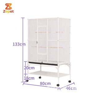 Cage à oiseaux en métal robuste avec roulettes à roulement fluide, support stable et fenêtre d'alimentation pratique pour cages à animaux et nichoirs. - Product Image 1