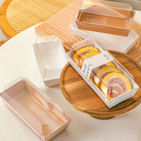Boîte de pique-nique jetable couvercle transparent emballage en papier Kraft pour gâteau Sandwich Dessert pain à emporter pour la livraison de stockage des aliments