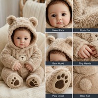 Poupée Reborn de 20 cm, édition ours en peluche, en vinyle souple, avec costume en peluche, mini figurine de collection, cadeau pour enfants