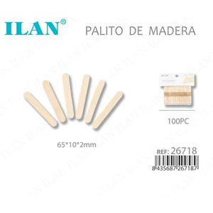 Bastoncini di legno ILAN per ghiaccioli 65x10x2mm, confezione da 100 pezzi per artigianato e fai da te - Product Image 1