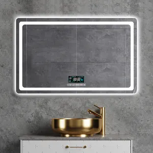 Smart Touch Switch Display schermo Bluetooth Anti nebbia moderno specchio LED per il bagno con 3 colori luce dimmerabile
