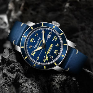 ساعة غواص LIGE FN1803 ميكانيكية أوتوماتيكية ببلور الياقوت للرجال، مقاومة للماء 500 متر، يابانية 8215 فاخرة مضيئة نايلون - Product Image 3