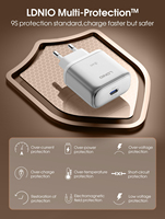 Cargador de Teléfono Móvil LDNIO Q20 con USB-C de 60W, Carga Rápida, Mini Cargador de Pared Portátil PD3.2, Enchufes EU/UK/US 3 en 1 Opcionales