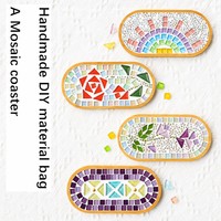 Kit de fabrication de sous-verres en verre avec plateau en bambou pour boissons Décoration intérieure Cadeau d'anniversaire pour adultes