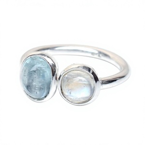 Bague en argent sterling 925 avec aquamarine naturelle sertie clos, bijou fin fait main, tendance, style chrétien, certifié - Product Image 1