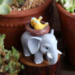 Figurines <span class=keywords><strong>d</strong></span>'éléphants en résine pour jardin extérieur, jolis petits nids <span class=keywords><strong>d</strong></span>'oiseaux, <span class=keywords><strong>d</strong></span>écorations de tables pour micro-paysages, petits articles en stock - Product Image 2