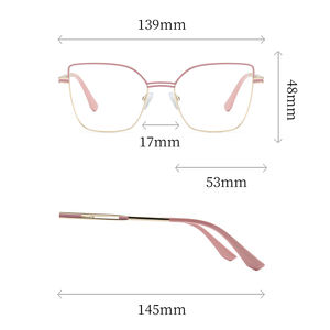 Очки-оправа 6956 класса люкс, дизайн «кошачий глаз», для женщин, оверсайз, металлические, розовые - Product Image 5