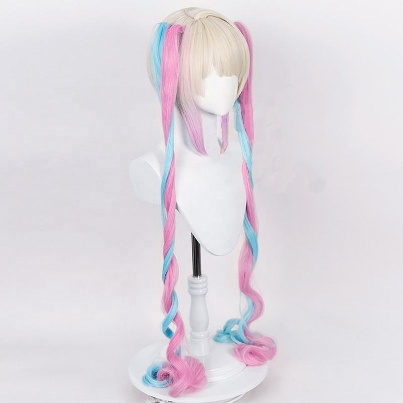 Wholesale Needy Girl Overdose KAngel Wig Cosplay With Ponytails 120cm Long Curly Multi Colors Lolita Kawaii Synthetic Hair Wig