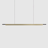 Lustre LED linéaire moderne en acier inoxydable et marbre, luminaire élégant pour îlot de cuisine, idéal pour salon et cuisine