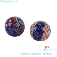 RZTo04 — jolie boule en céramique bleu et blanc, 4CM, ornement d'arbre de noël