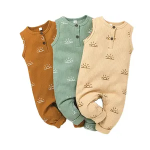 RTS新款婴儿睡衣罗纹连身裤婴儿套裤中国婴儿套裤准备发货