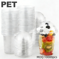 Couvre-gobelets recyclables avec logo personnalisé, diamètre 98 mm, 12, 16, 20, 24, 32 oz, gobelets en plastique transparent PET jetables pour thé au lait, café glacé