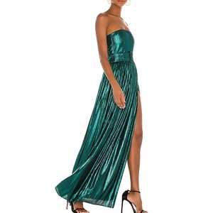 Robes de soirée longues en satin de haute qualité, style haute couture, avec épaules dénudées et ceinture, pour fêtes et clubs, pour femme - Product Image 3