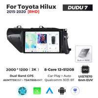 MEKEDE DUDU7 12 + 512G Audio Radio GPS Navegación Car-play Android Auto 2K Pantalla Reproductor multimedia para Toyota Hilux 2015-2020