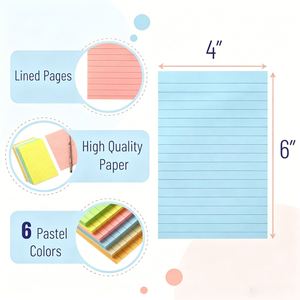 6 paquets de blocs-notes adhésifs multicolores lignés 10x15cm, épais, résistants à l'encre, autocollants, grand format, pour étudiants, pour le tri des erreurs - Product Image 2
