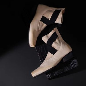 Stivali Invernali in Pelle Personalizzati XINZI RAIN con Logo, Punta Quadrata, Ballerine di Alta Qualità in Pelle di Vitello, Tacco 3cm, Stivali da Balletto per Donne - Product Image 4