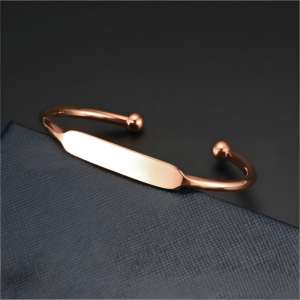 Bracelet manchette ouvert en acier inoxydable plaqué or 18 carats, personnalisable par gravure laser, bijou unisexe tendance à faire soi-même - Product Image 3