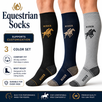 Chaussettes d'équitation personnalisées de qualité supérieure avec logo personnalisé, chaussettes d'équitation hautes jusqu'au genou pour hommes, chaussettes d'équitation de compression